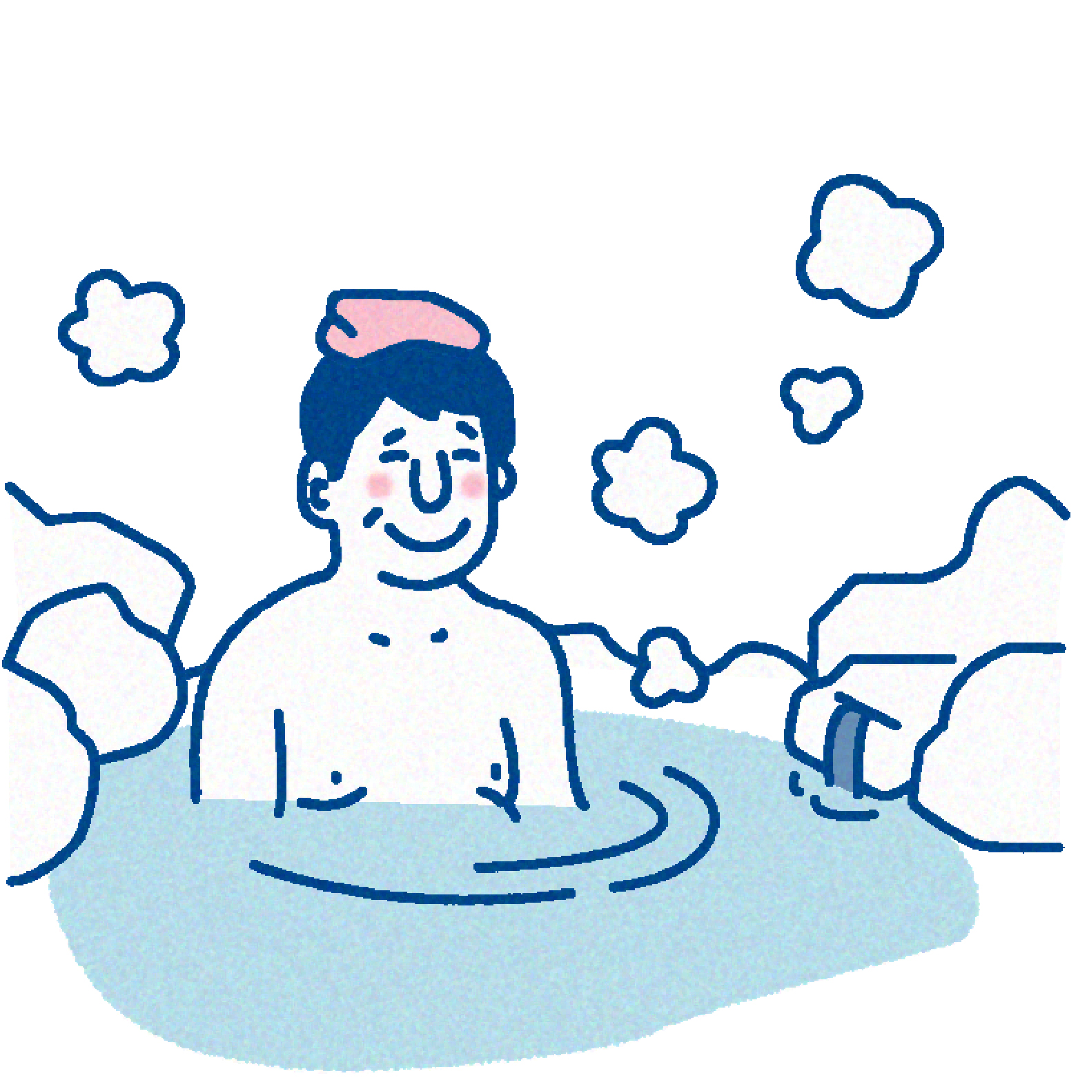 温泉に入る男性